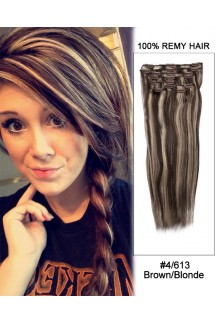 16” 7pcs #4/30 Medium Brown/Auburn Straight 100% Remy Hair Clip In Human Hair Extensions 16” 7pcs #4/30 Medium Brown/Auburn Straight 100% Remy Hair Clip In Human Hair Extensions
